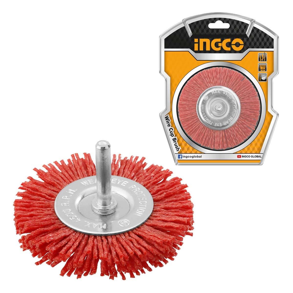 GRATA CIRCULAR DE NYLON CON VASTAGO 1/4´´ 100MM INGCO (WB41005)