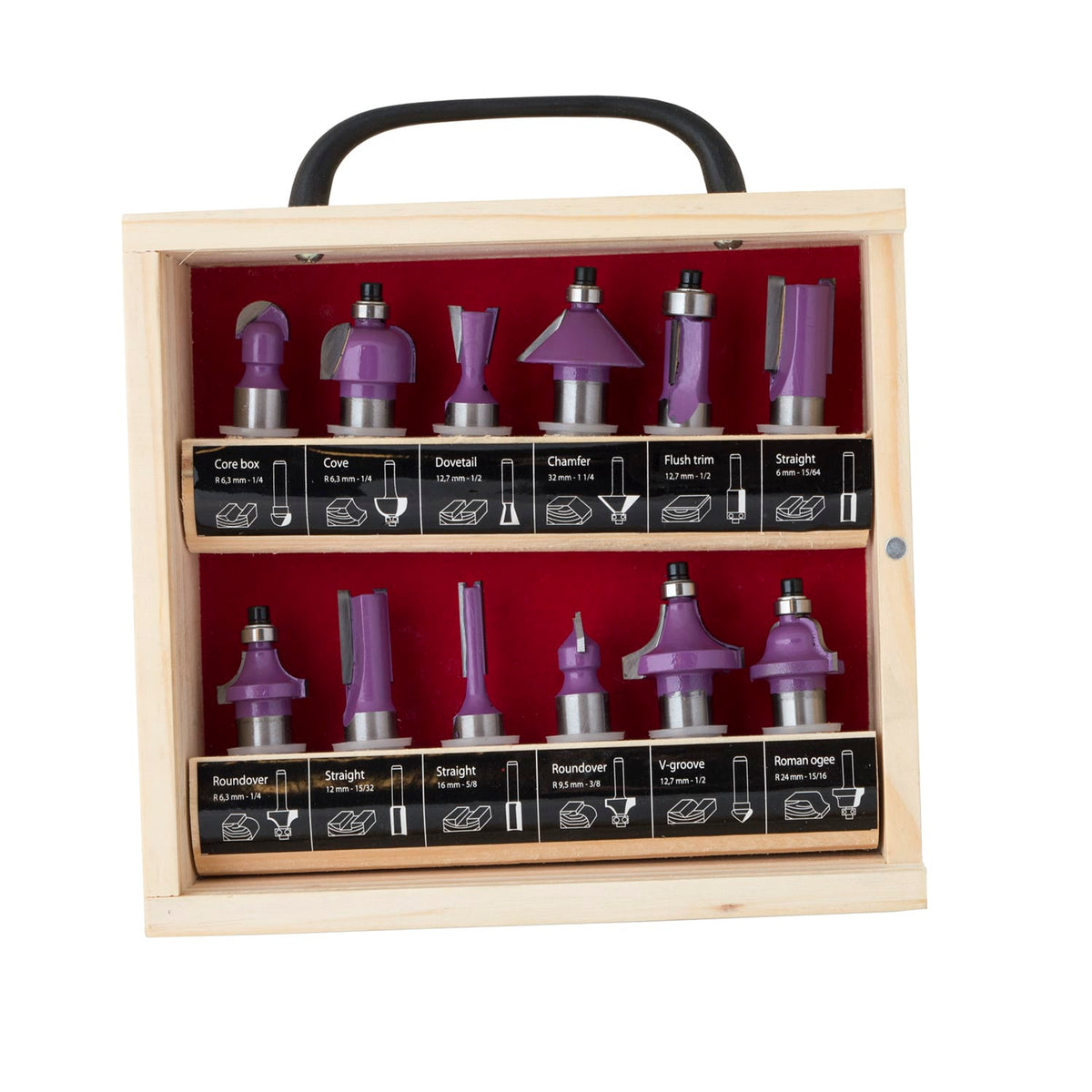 JUEGO BROCAS PARA FRESADORA NEO EJE 1/2´´ CAJA MADERA (AF 712K 1/2´´)