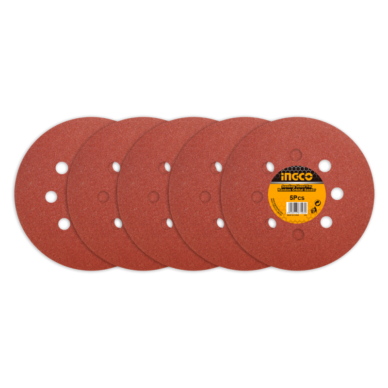 SET DE LIJAS PARA ROTOORBITAL 125MM/5´´ 5 PIEZAS INGCO (AKRS125051)