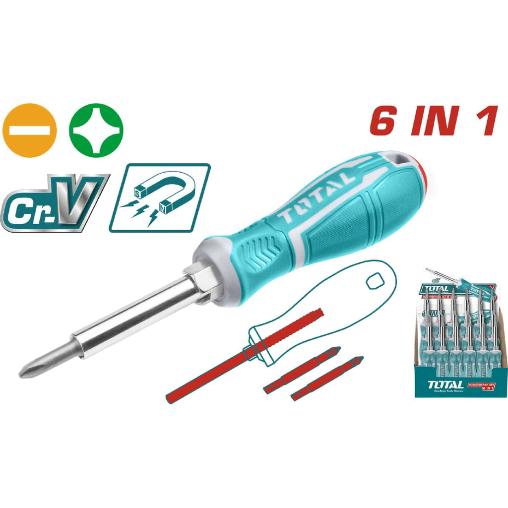JUEGO DE DESTORNILLADOR TOTAL 6 EN 1 INDUSTRIAL (THT2506076)