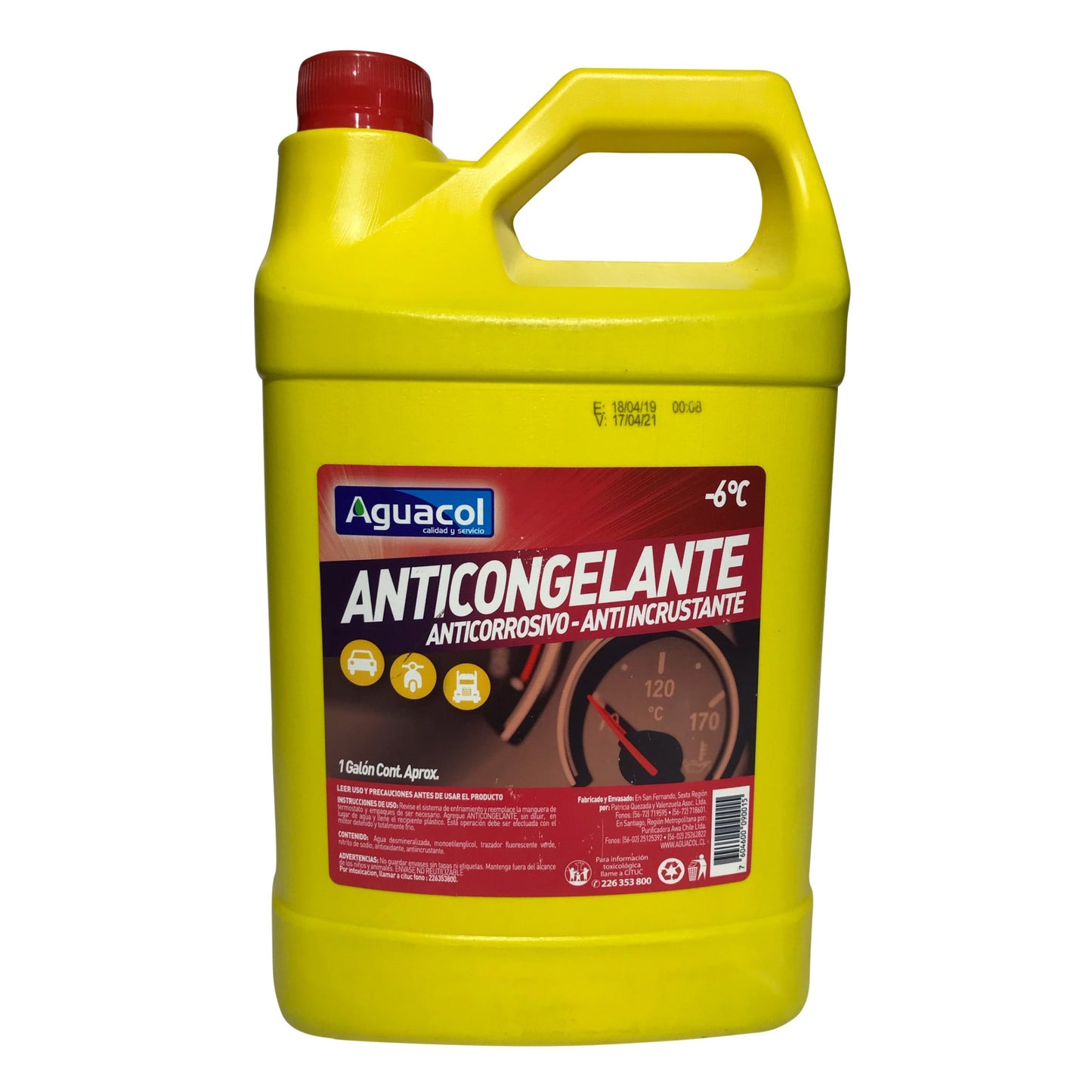 REFRIGERANTE ANTICONGELANTE -6 AGUACOL VERDE B-4L