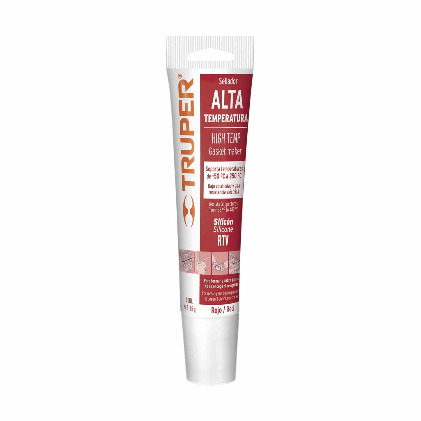 SILICONA ALTA TEMPERATURA TRUPER ROJA 85 GR. (ALTE-R)