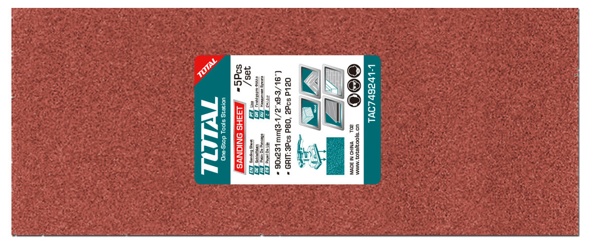 HOJA DE LIJA ORBITAL TOTAL 90MM X 231MM 5 PCS (TAC749241-1)