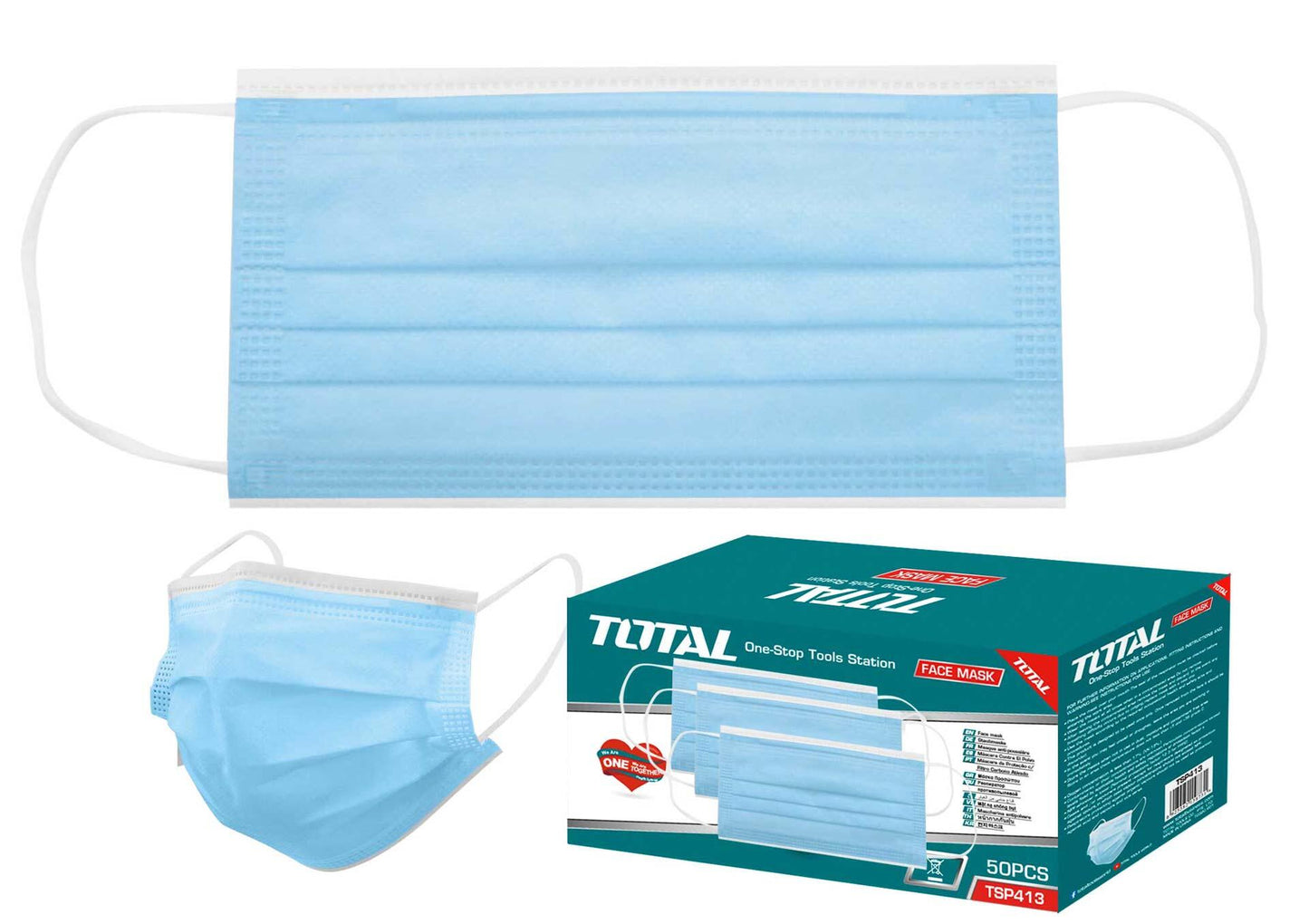 MASCARILLA FACIAL TOTAL CON CLIP NASAS CAJA 50 UNIDADES (TSP413)