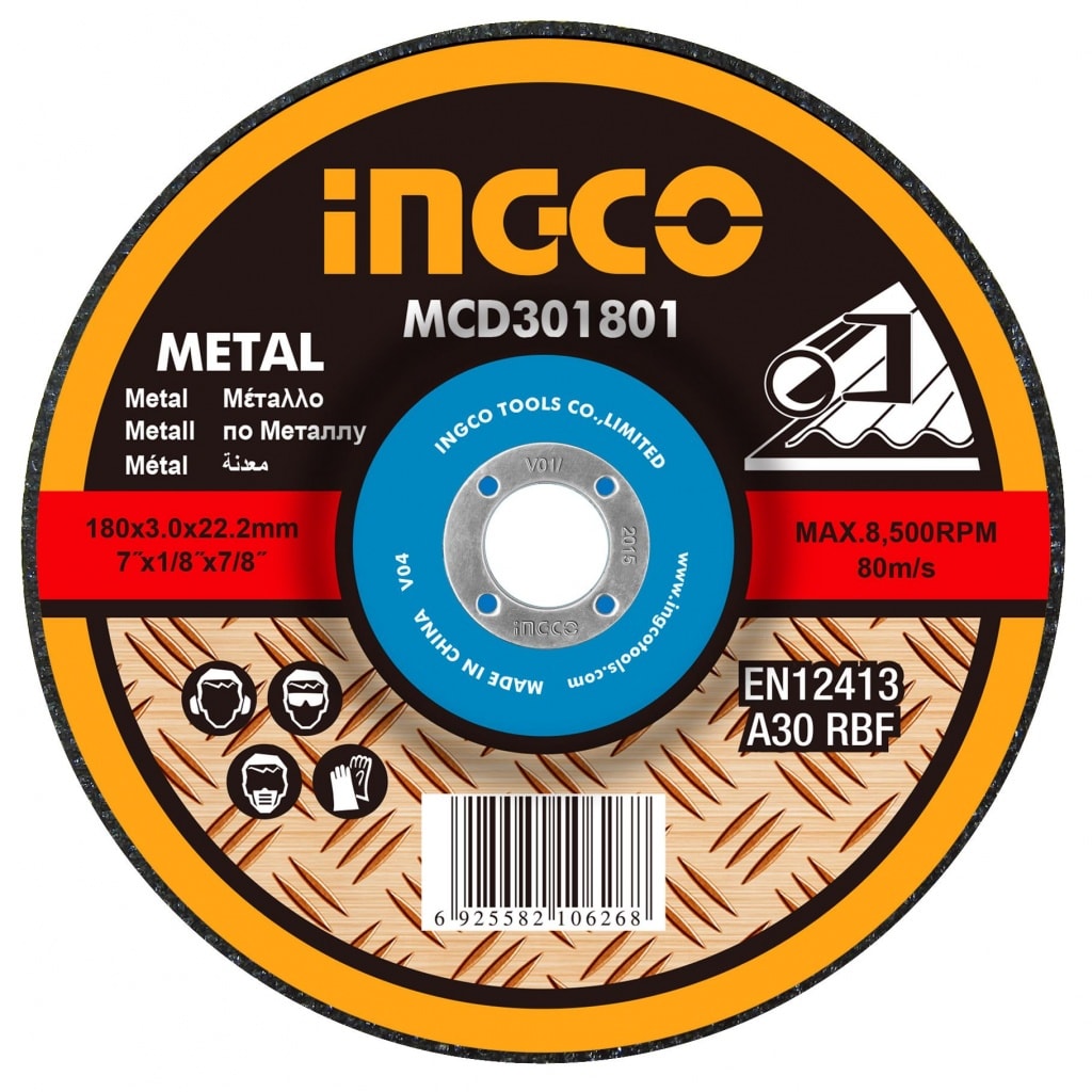 DISCO DE CORTE METAL 7´´ 180X1.9X22.2MM INGCO (MCD301802)