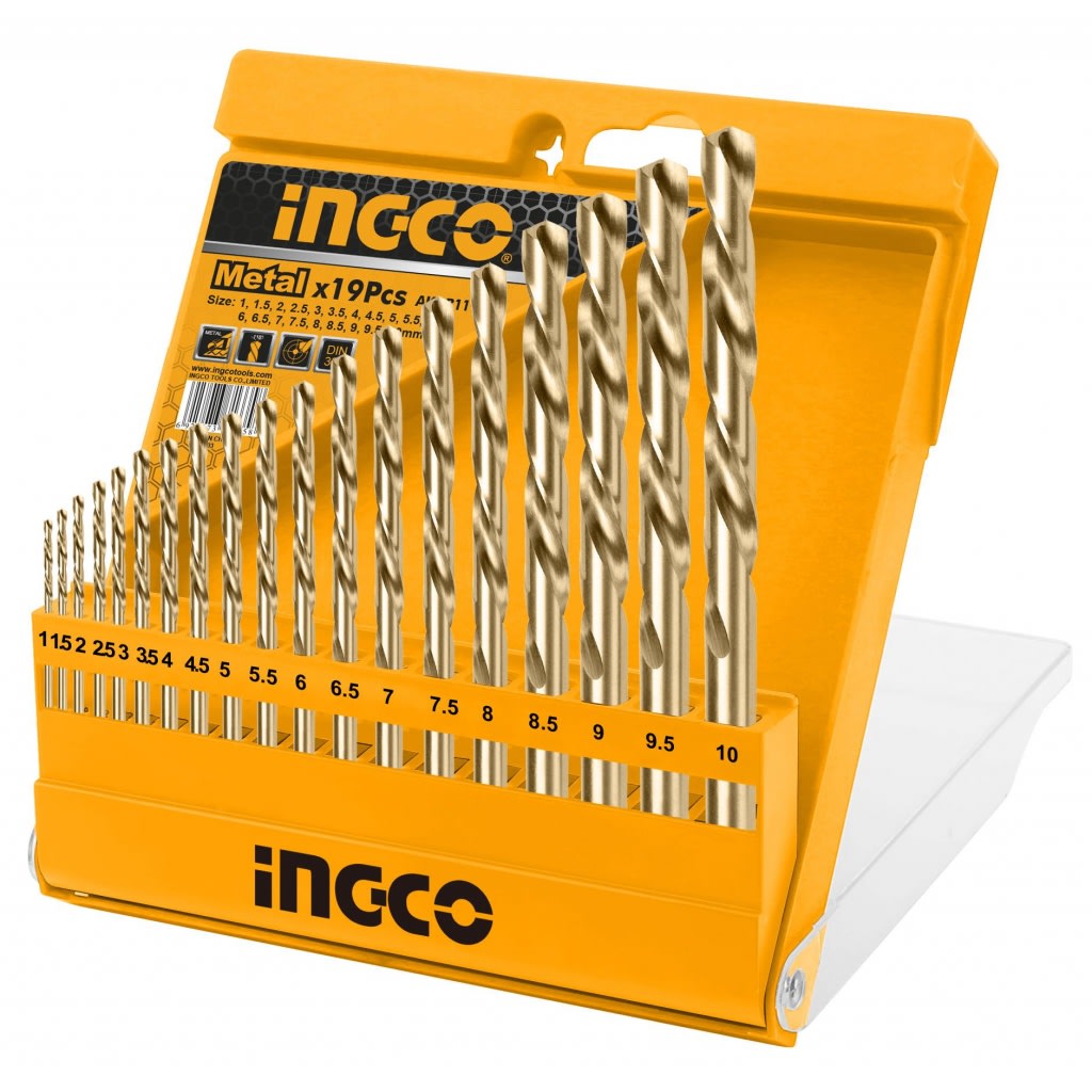 JUEGO DE 19 PZAS 1-10MM BROCAS PARA ACERO HSS INGCO (AKDB1195)