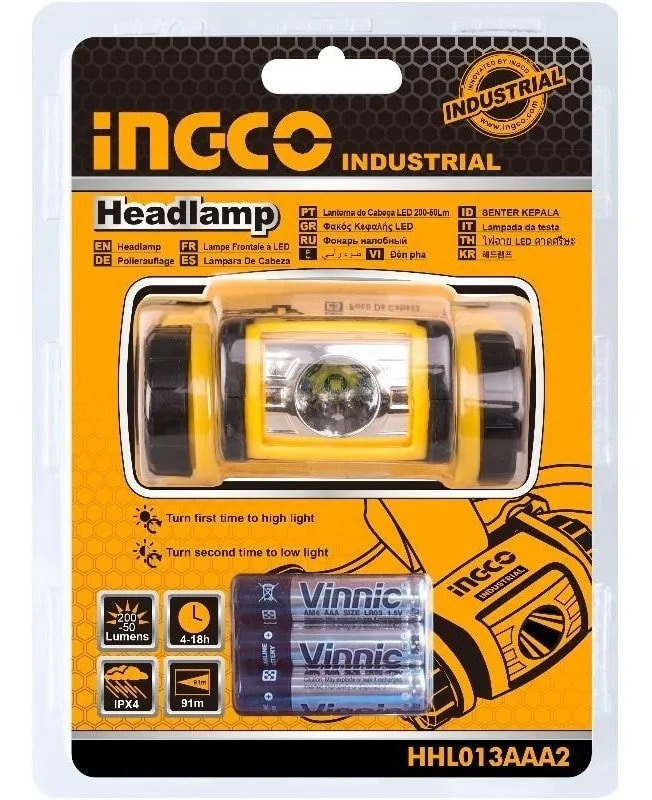 LINTERNA FRONTAL MANOS LIBRES 180 LUMENES INGCO (HHL013AAA2)