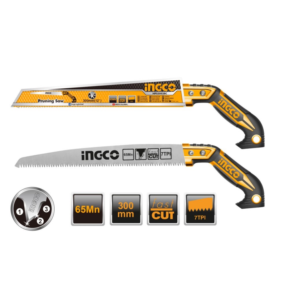 SERRUCHO PODA RECTO DE ALTA CALIDAD CON TRIPLE DIENTES 30CM INGCO (HPS3002)