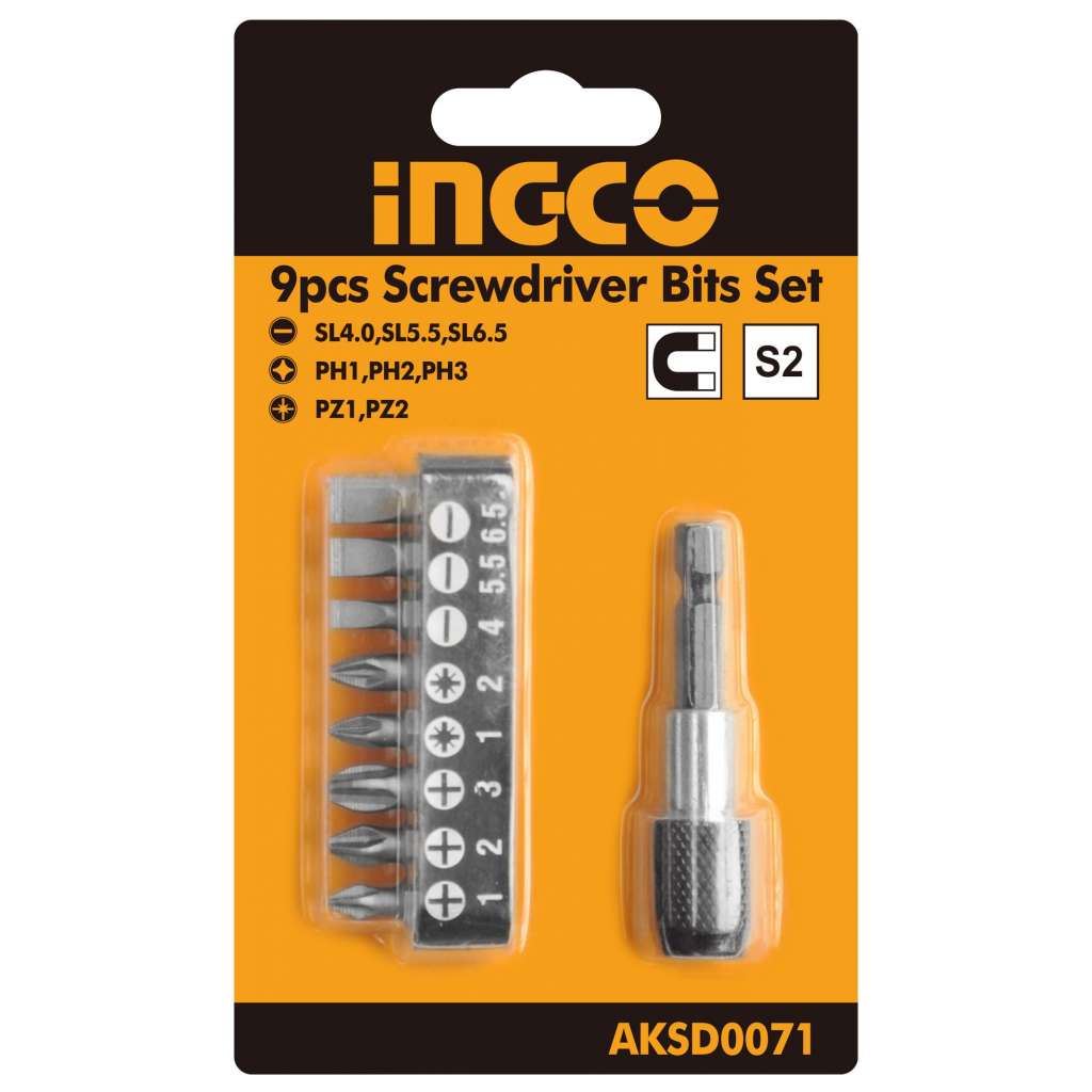 SET DE 9 PIEZAS ADAPTADOR DE PUNTAS IMANTADO CON PUNTAS INGCO (AKSD0071)
