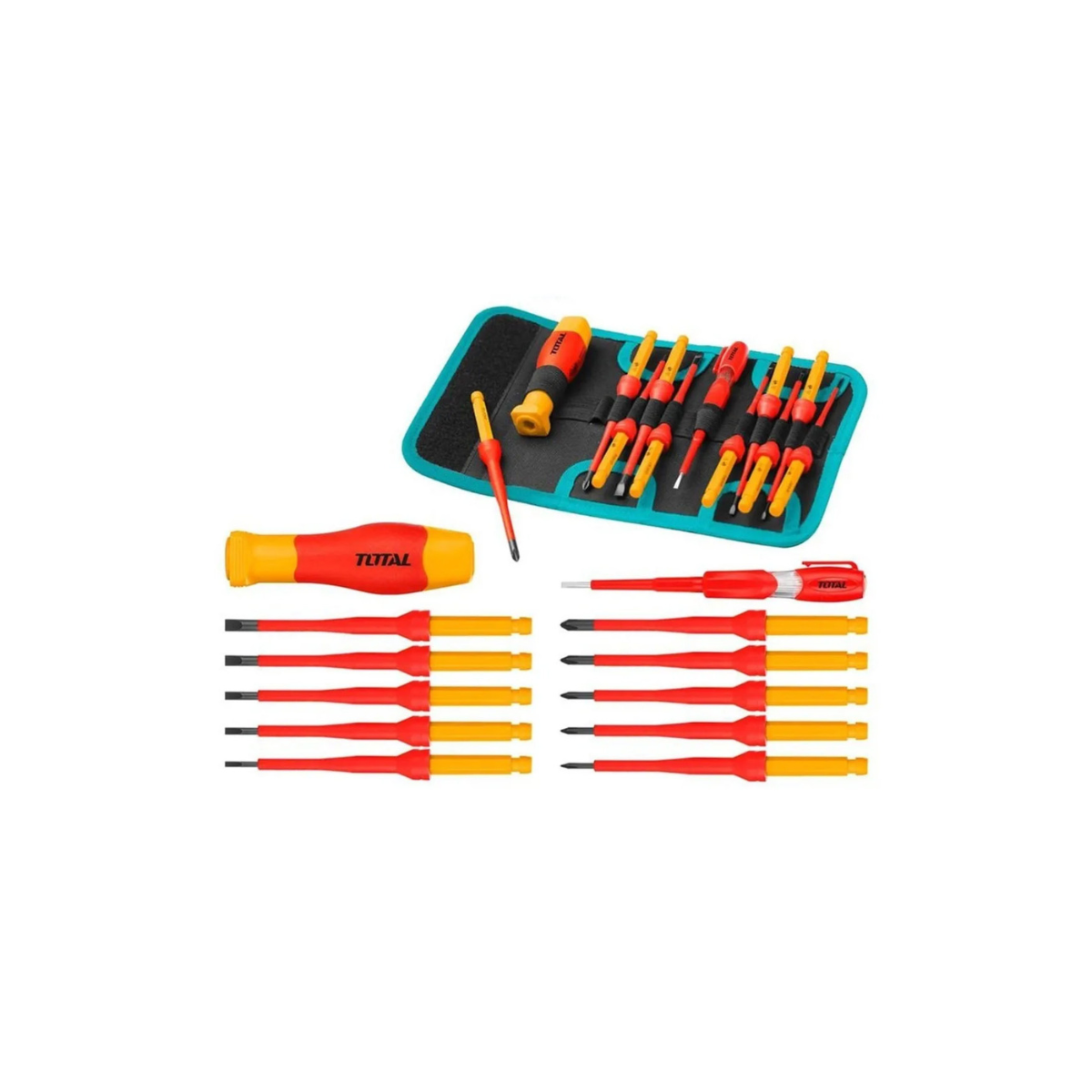 JGO DESTORNILLADOR INTERCAMBIABLE POR 12 PCS PARA ELECTRICISTA TOTAL (THKISD1201)