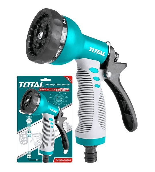 PISTOLA DE RIEGO PLASTICA TOTAL 9 POSICIONES (THWS010901)