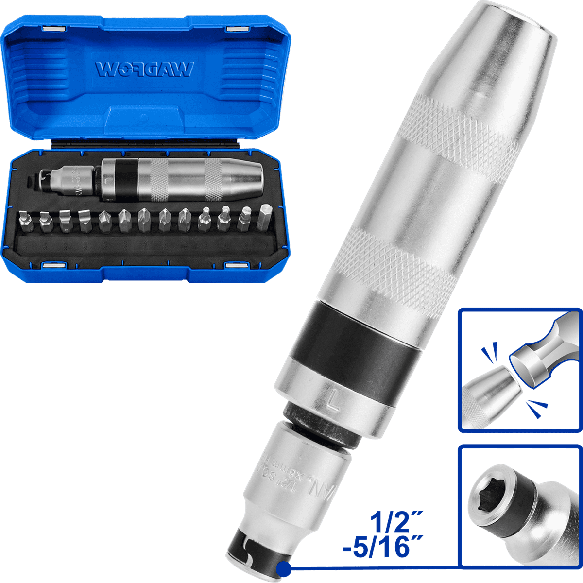 SET DESTORNILLADOR DE IMPACTO SL/PH/H 13 PIEZAS WADFOW (WYM1B13)