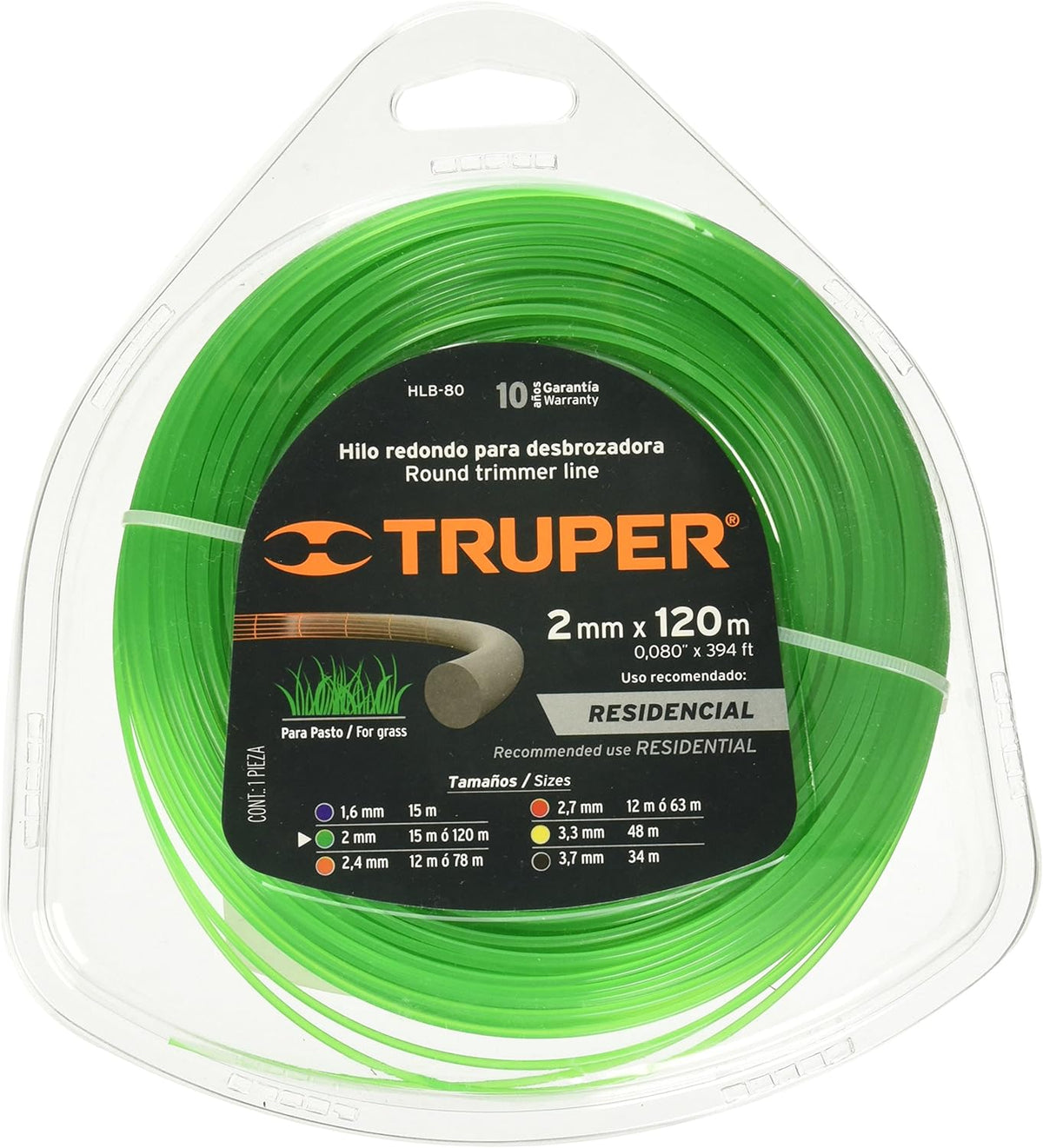 NYLON PARA DESBROZADORA TRUPER 2 mm (HLB-80)
