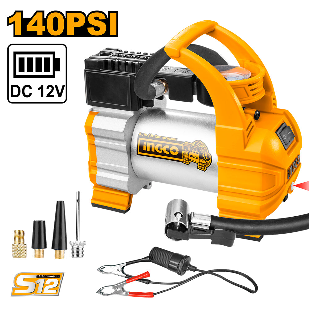 COMPRESOR DE AIRE PARA AUTO 12V 140PSI INGCO (AAC1408)