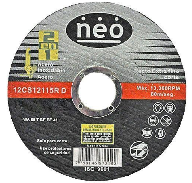 DISCO DE CORTE NEO 4 1/2´´ X 1,6mm ACERO INOX (1211516)