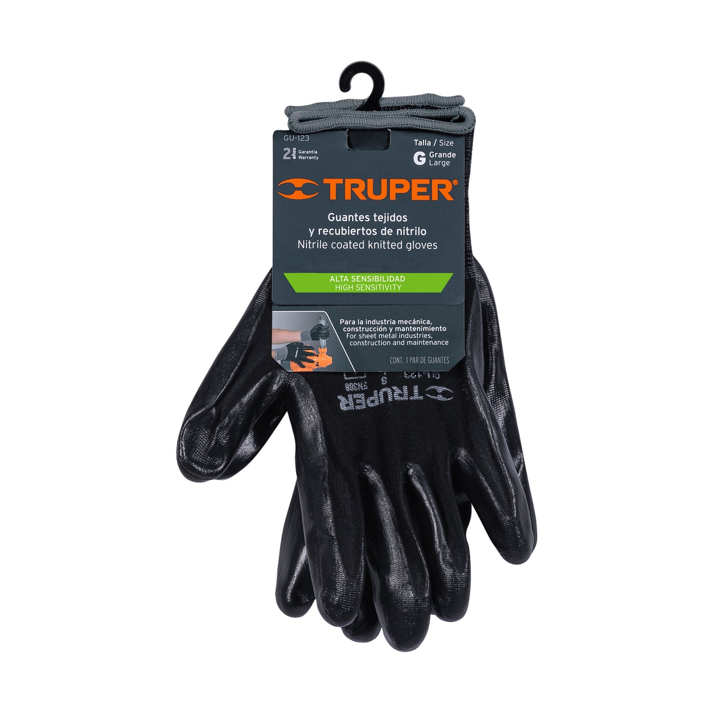 GUANTES NYLON NITRILO TRUPER TALLA L (GU-123)