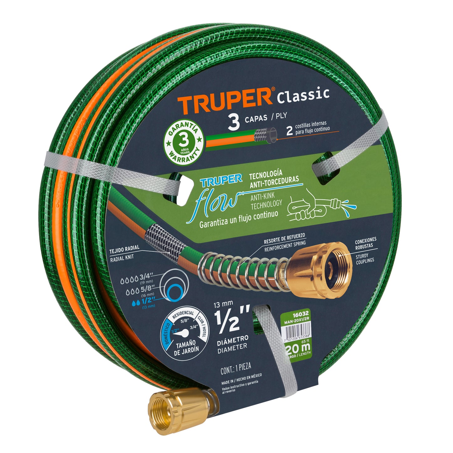 MANGUERA TRUPER 20 M 1/2´´ CON ACOPLE (MAN-20X1/2RE)