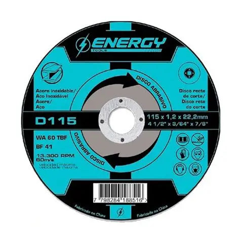 DISCO CORTE 4 1/2* X 1.6mm METAL/INOX (D11516/1) ENERGY