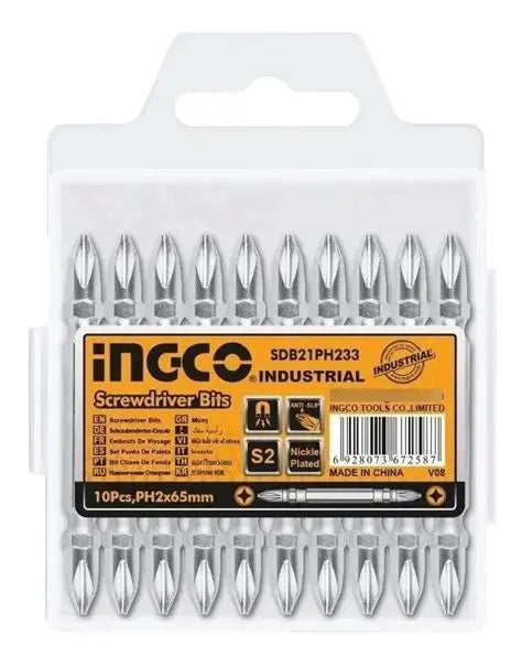 SET DE 10 PUNTAS PH2-PH2 65MM ACERO INDUSTRIAL INGCO (SDB21PH233)