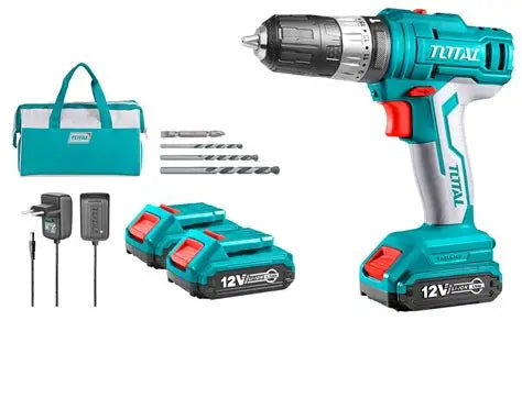 TALADRO IMPACTO INALAMBRICO TOTAL 12V - 0.8 A 10MM - C/LED + 2 BATERIAS (TIDLI1222)