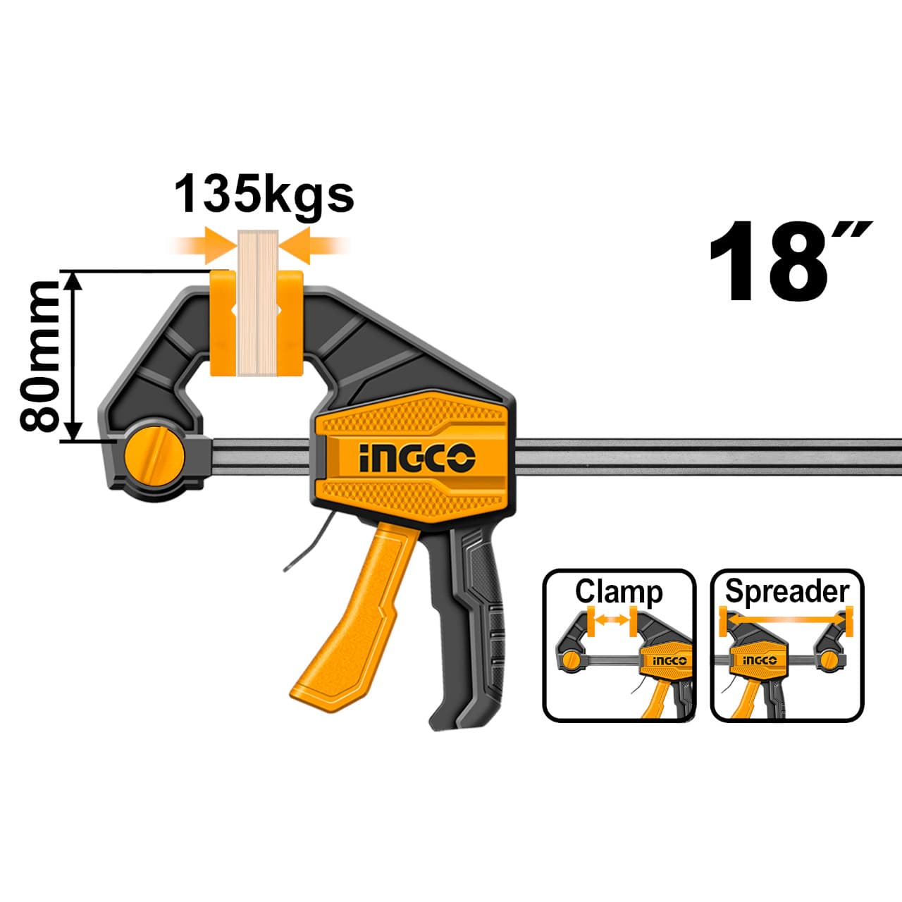 PRENSA SARGENTO RAPIDA INDUSTRIAL 80X450MM INGCO (HQBC18801)