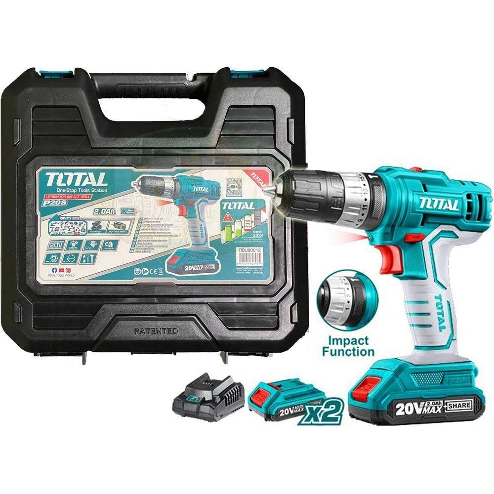 TALADRO INALAMBRICO 20V + 10MM 1500 RPM C/LED + C/2BAT + C/CARG (TIDLI20012)