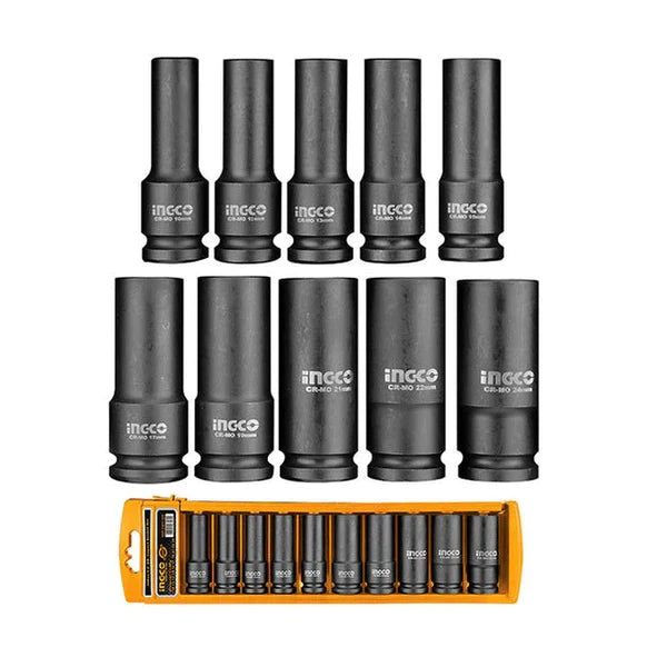 SET DADOS DE IMPACTO 1/2´´ LARGOS 10 PCS INGCO (HKISSD12102L)