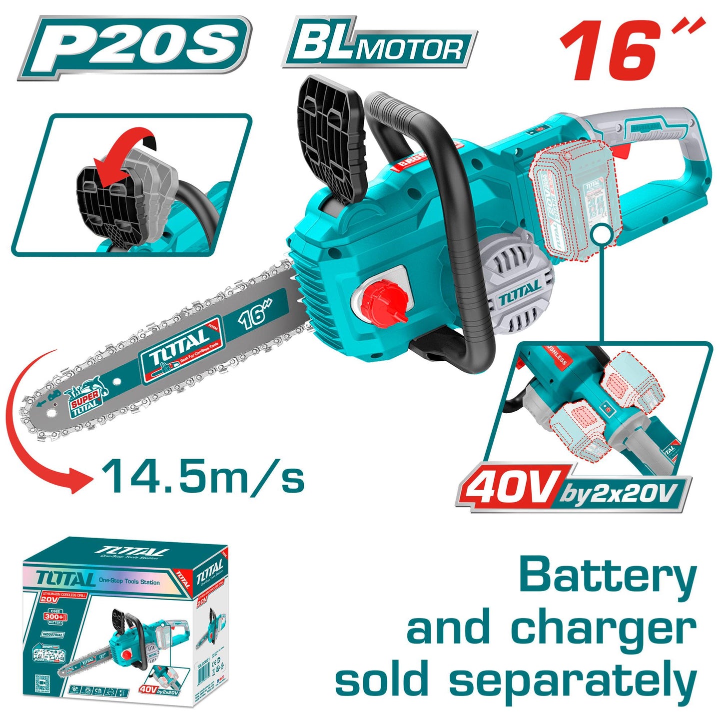 MOTOSIERRA INALAMBRICA 16'' 40V TOTAL (TGSLI40168)