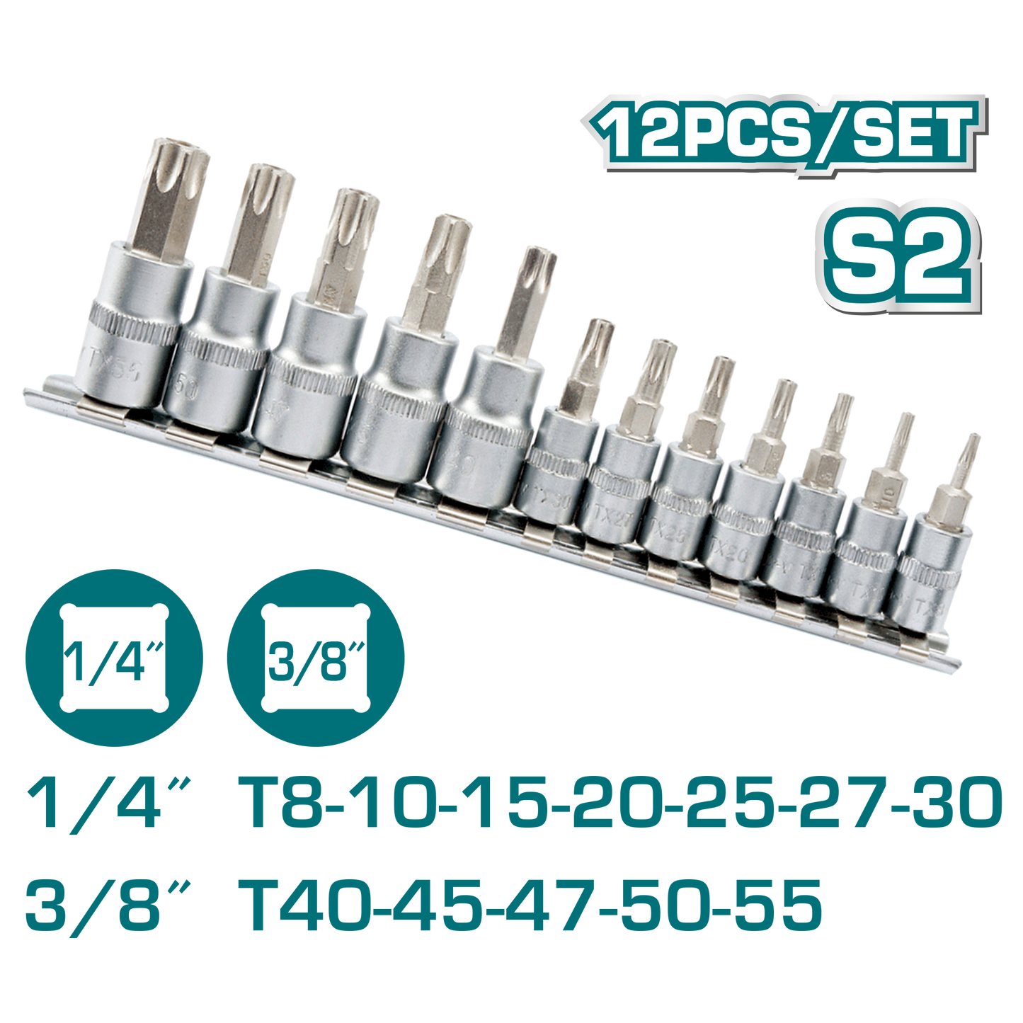 JUEGOS DE DADOS DE PUNTA DE TORX 12 PIEZAS (THT1438121)