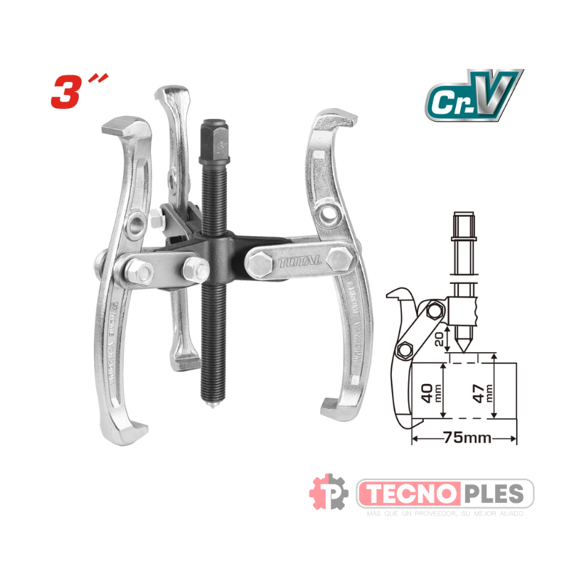 EXTRACTOR DE RODAMIENTOS TOTAL 3 PATAS 75MM (THTGP336)