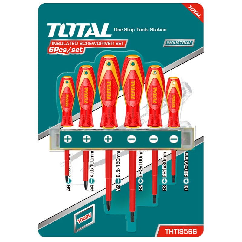 JUEGO DE DESTORNILLADOR DE ELECTRICIDAD TOTAL 6 PIEZAS INDUSTRIAL (THTIS566)