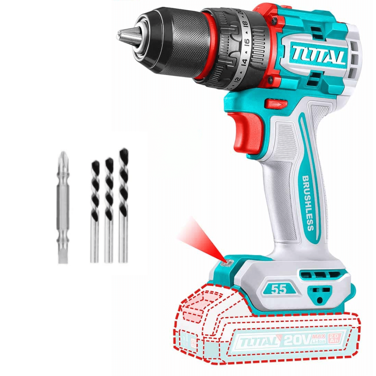TALADRO DE IMPACTO INAL 13MM 20V TOTAL (TIDLI20558)