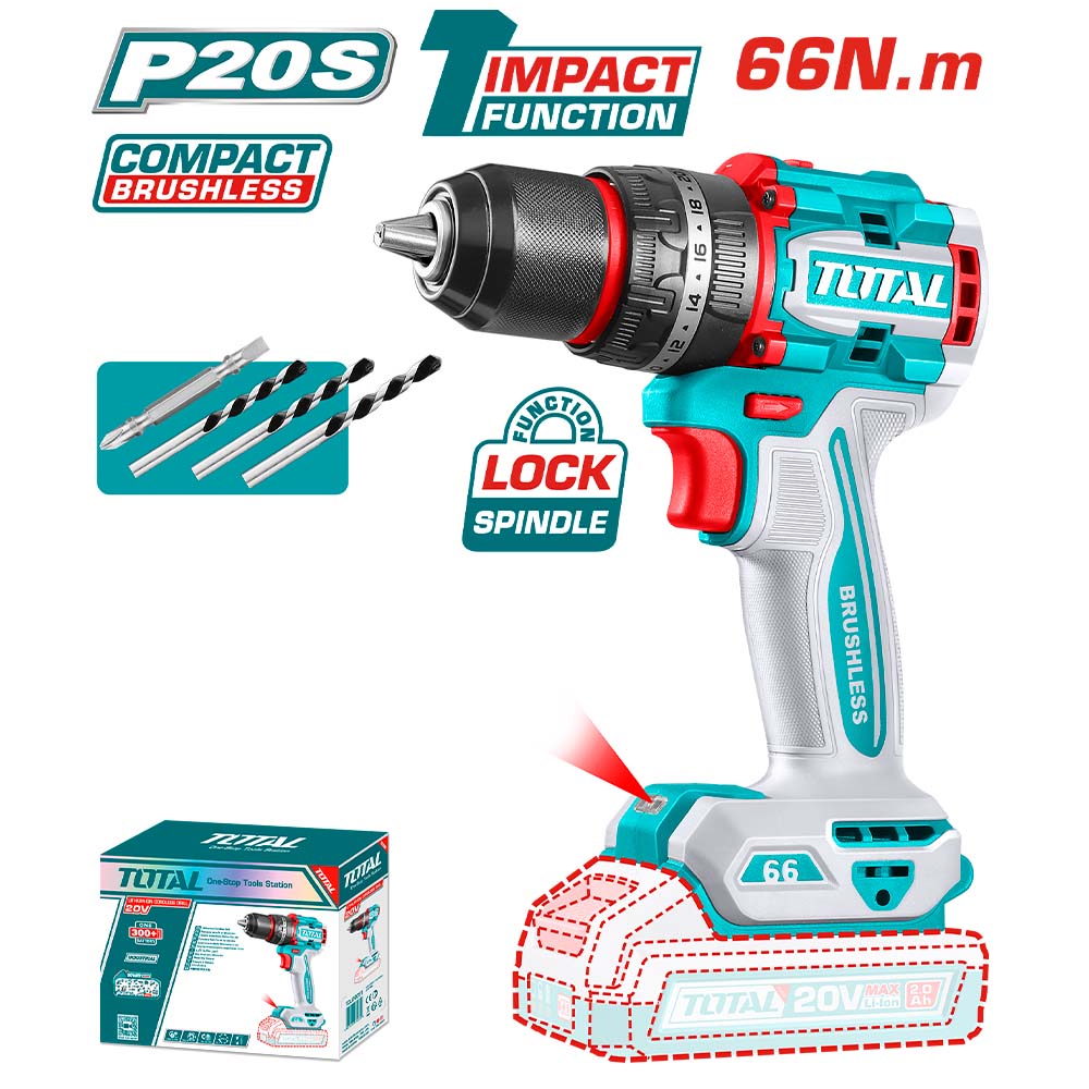TALADRO INALAMBRICO LITIO-ION 10MM 20V 66NM SIN B/C (TIDLI206681)