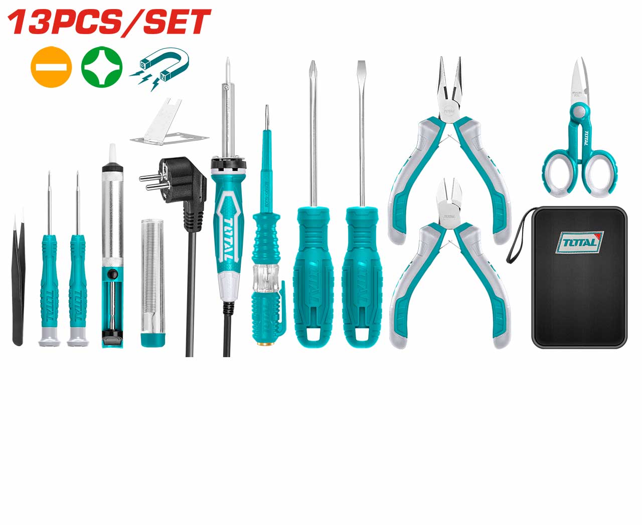 KIT HERRAMIENTAS ELECTRONICA TOTAL 13 PZAS. (TKTTSK0132)