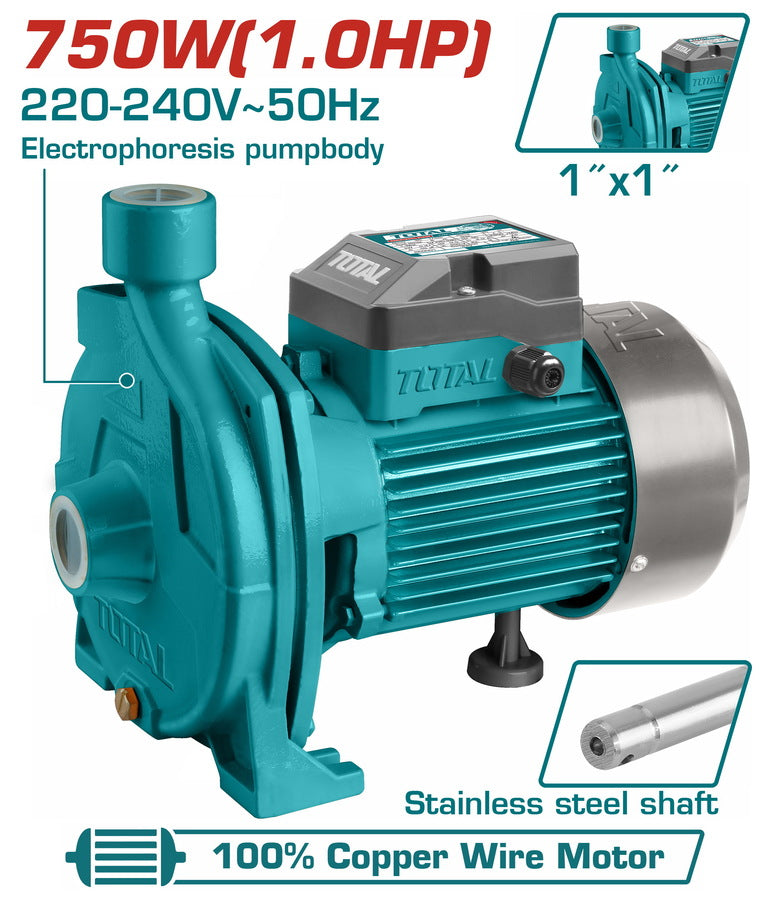 BOMBA CENTRIFUGA TOTAL 750W 1HP 30M DE ELEVACION Y 60L/MIN (TWP27506)
