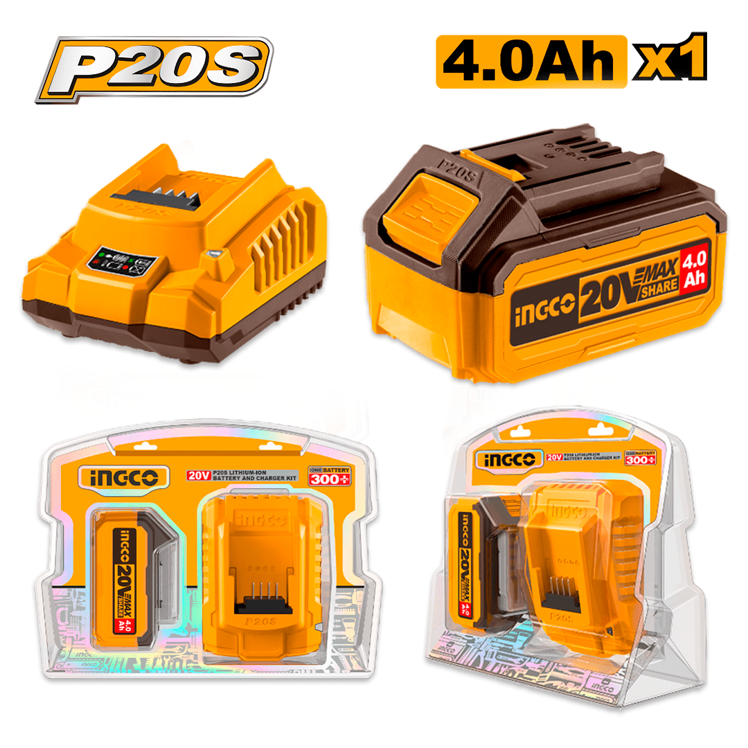 SET BATERIA 4AH Y CARGADOR NORMAL 20V INGCO (FBCPK1214)