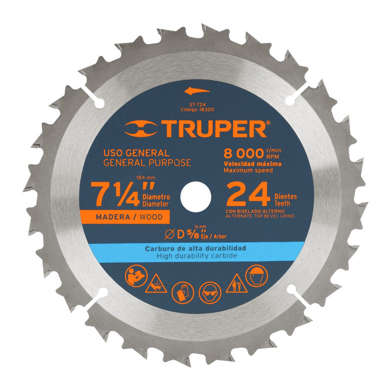 DISCO SIERRA CIRCULAR TRUPER 7 1/4´´ 24 DIENTES (ST-724)