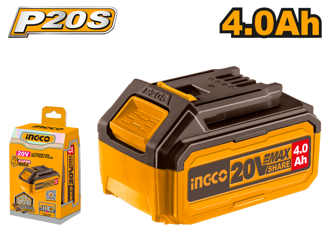 BATERIA INDUSTRIAL LITIO-ION P20S 4AH 20V INGCO (FBLI20021)