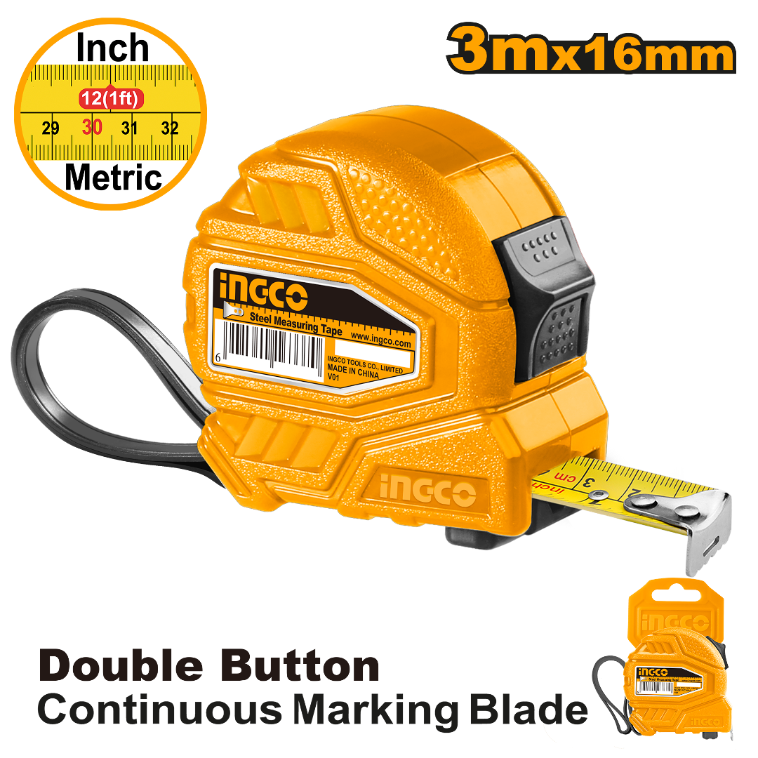 HUINCHA - CINTA METRICA 16MMX3M INGCO (HSMT26316)