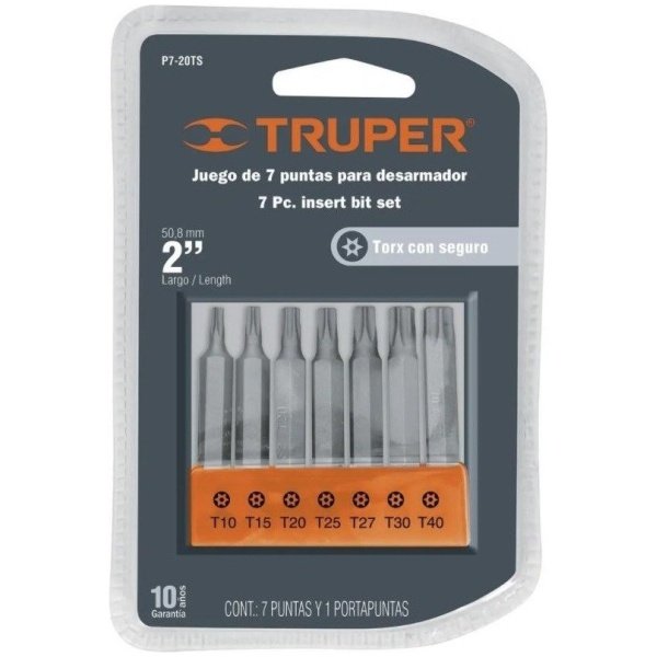 JUEGO DE PUNTAS PARA DESARMADOR TRUPER 7 PIEZAS (P7-20TS)