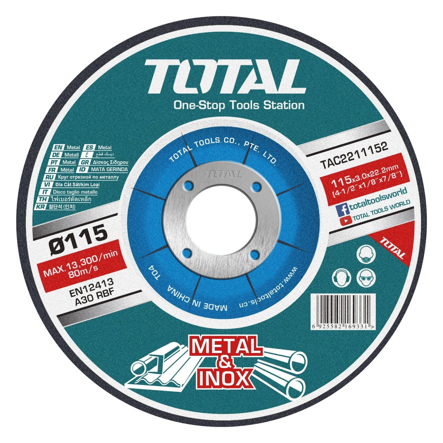 DISCO DE CORTE METAL TOTAL 4 1/2´´ X 7/8´´ (TAC2211152)