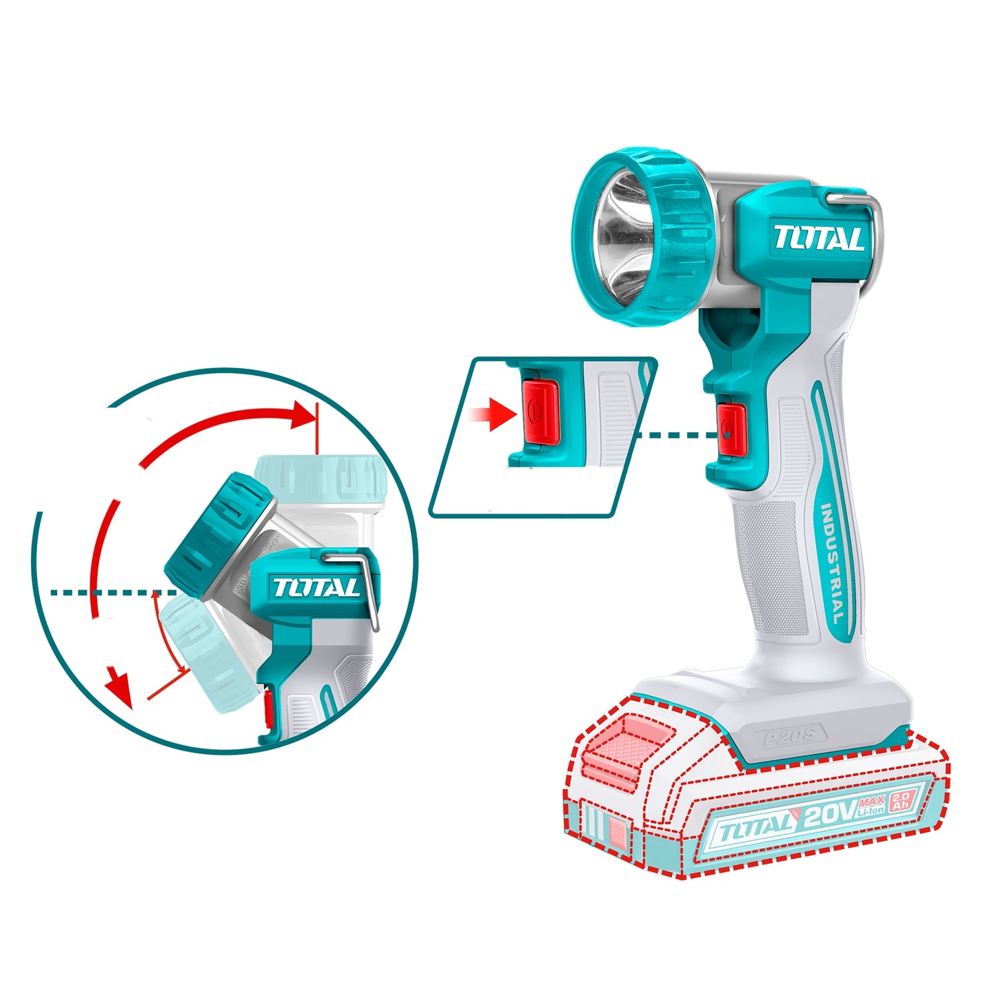 LAMPARA DE TRABAJO INALAMBRICO 8W 20V TOTAL (TWLI2058)