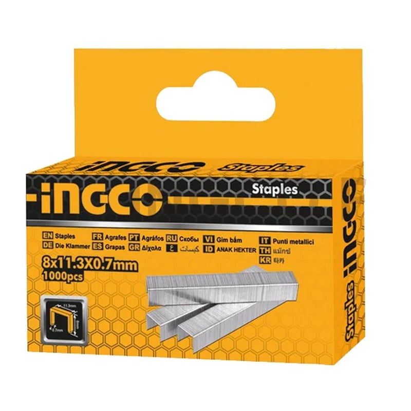 GRAPA FINA 8 MM PACK 1000 UN INGCO (STS0108)