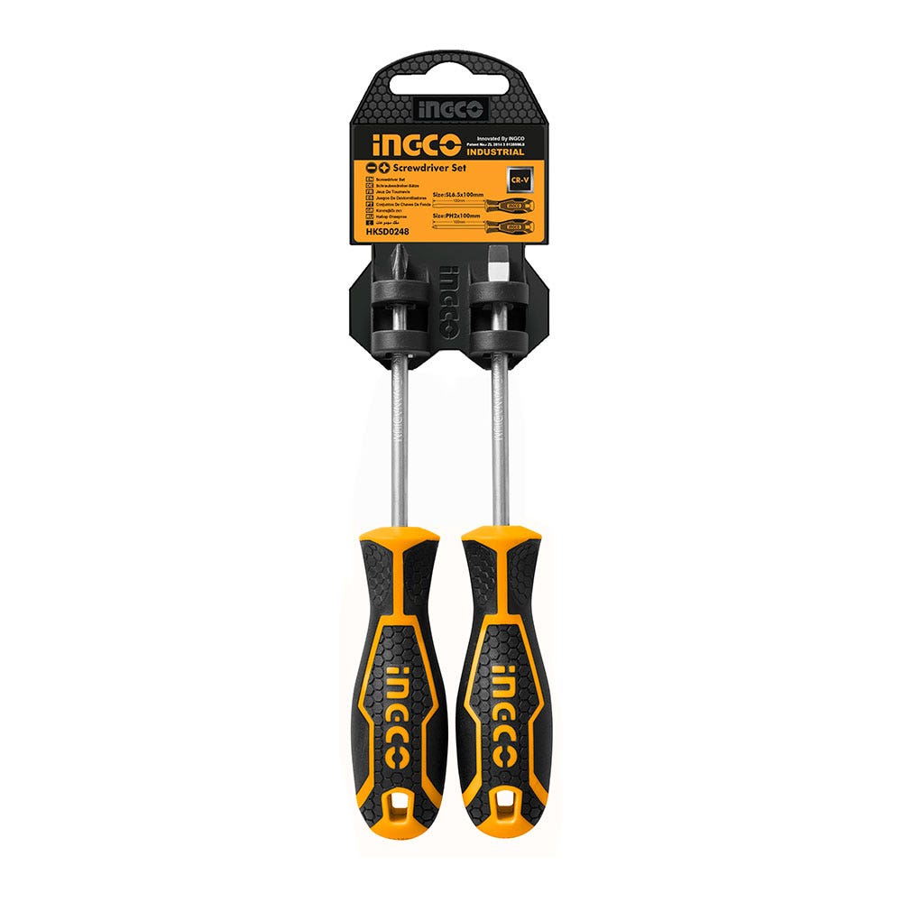 SET DESTORNILLADOR INDUSTRIAL PH/SL 2 PIEZAS INGCO (HSGT680208)