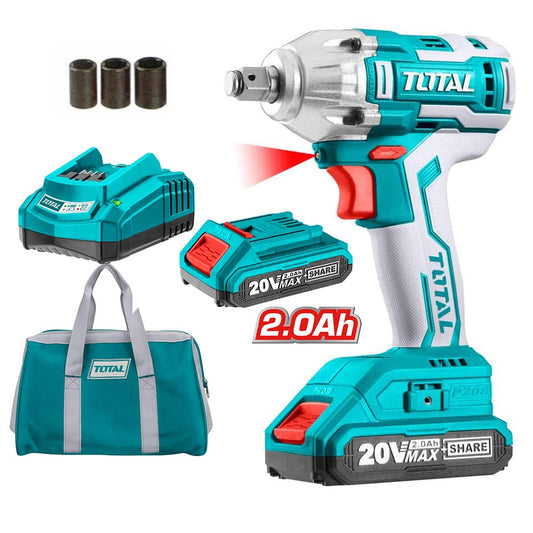 PISTOLA DE IMPACTO INALAMBRICA TOTAL 20V 1/2´´ 2300RPM C/LED + 2 BAT. + 1 CARG. (TIWLI2001-7)