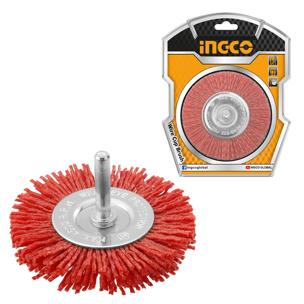 GRATA CIRCULAR DE NYLON CON VASTAGO 1/4´´ 75MM INGCO (WB40755)
