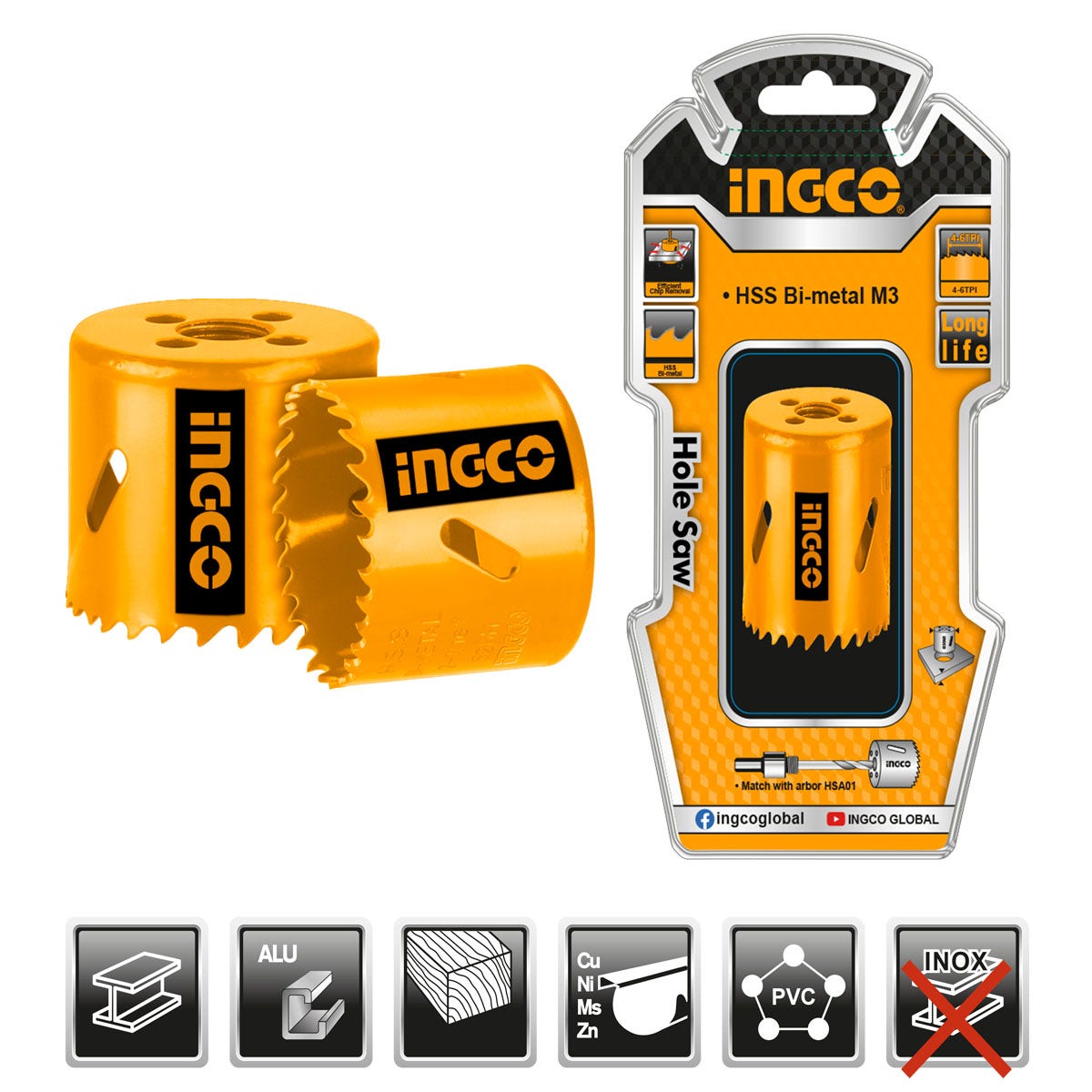 SIERRA DE COPA BI-METAL 76MM 3´´ INGCO (HSB10761)