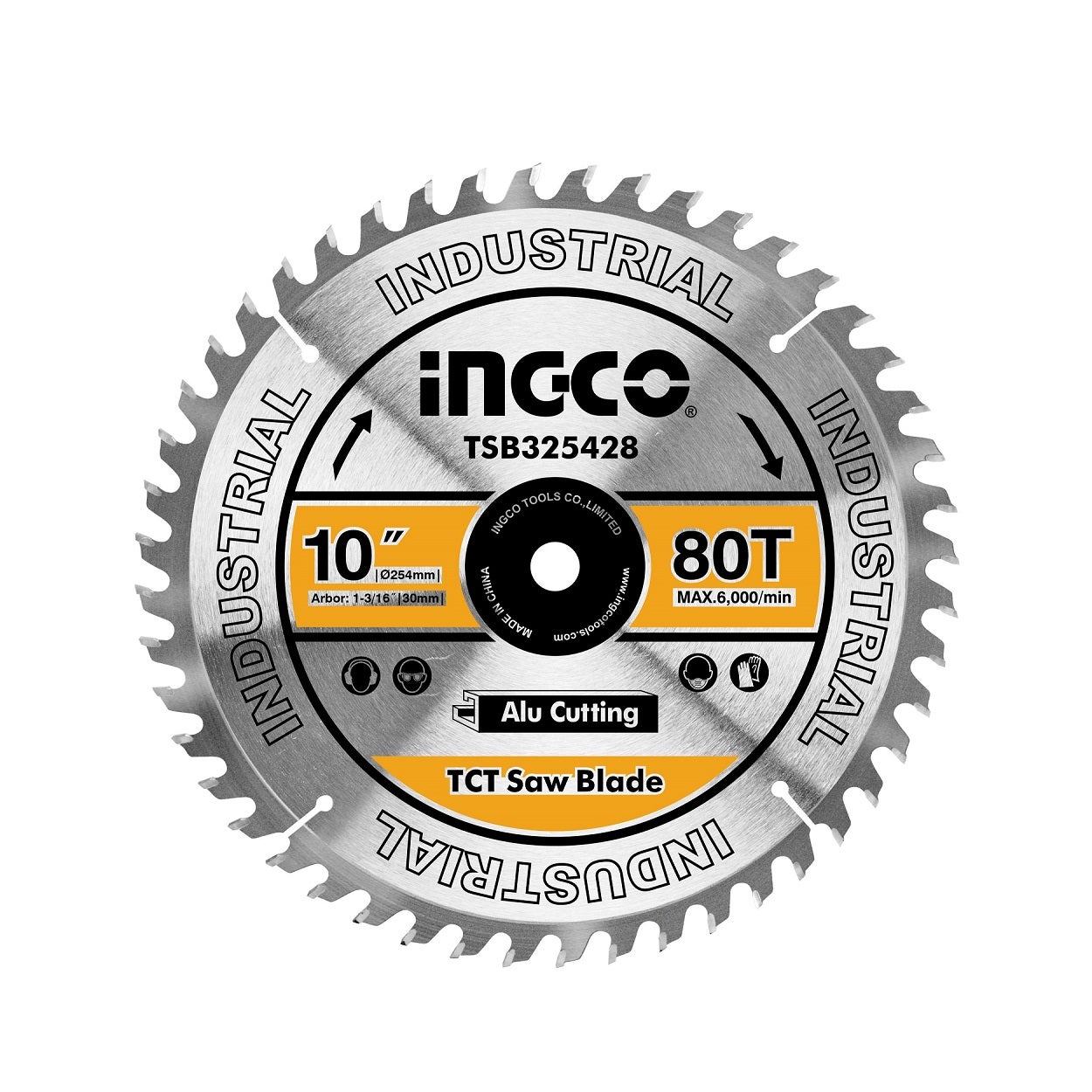 DISCO DE SIERRA CIRCULAR INDUSTRIAL ALUMINIO 80T 254MM 10´´ INGCO (TSB325428)
