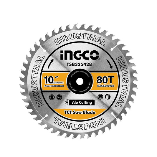 DISCO DE SIERRA CIRCULAR INDUSTRIAL ALUMINIO 80T 254MM 10´´ INGCO (TSB325428)
