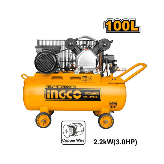 COMPRESOR DE AIRE INDUSTRIAL 100LT 2,2KW/3,0HP INGCO (AC1301008)
